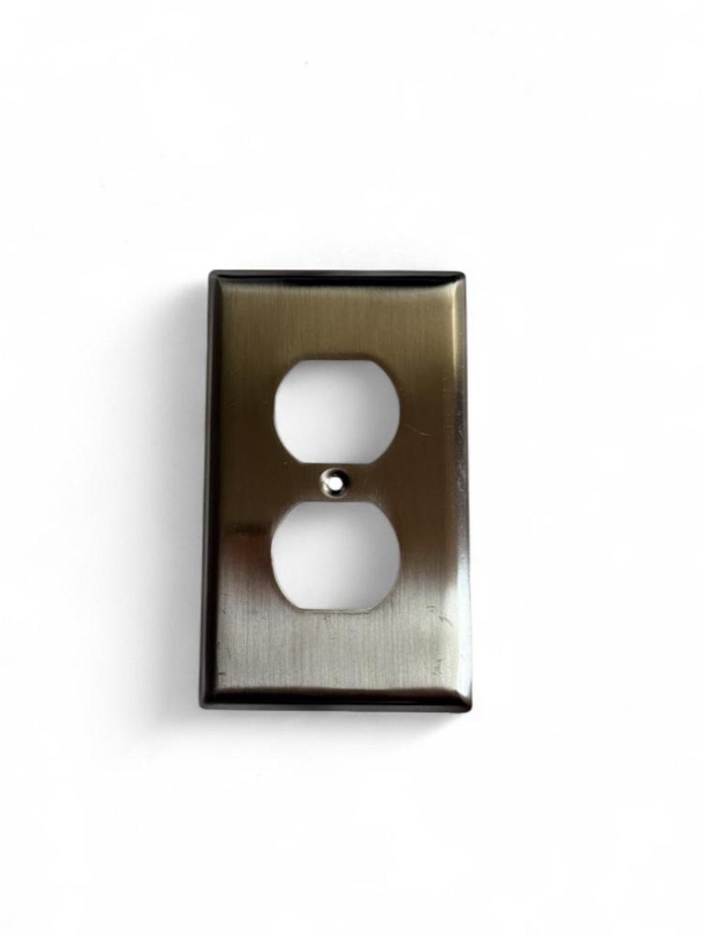 Modern Brushed Metal Duplex Outlet Cover Plate + Screw